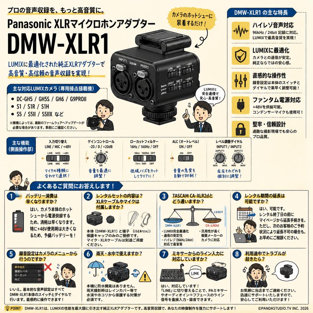 Panasonic XLRマイクロホンアダプタ― DMW-XLR1 FAQ（よくある質問と答え）