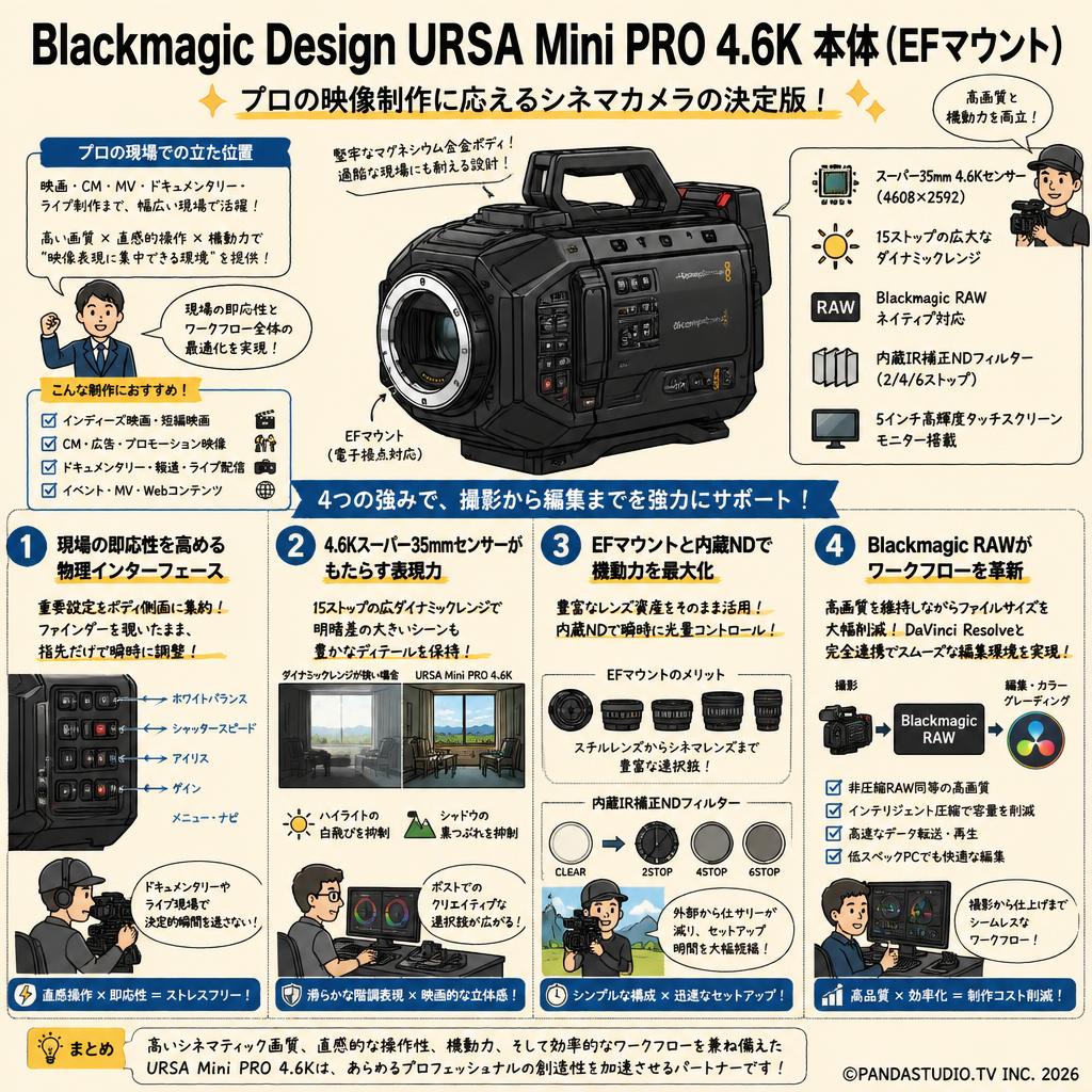 Blackmagic Design URSA Mini PRO 4.6K 本体 （EFマウント） 概要