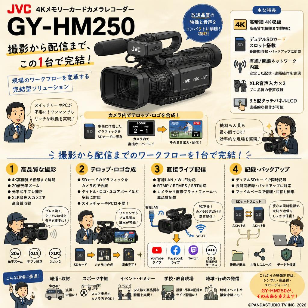 JVC 4Kメモリーカードカメラレコーダー GY-HM250 概要