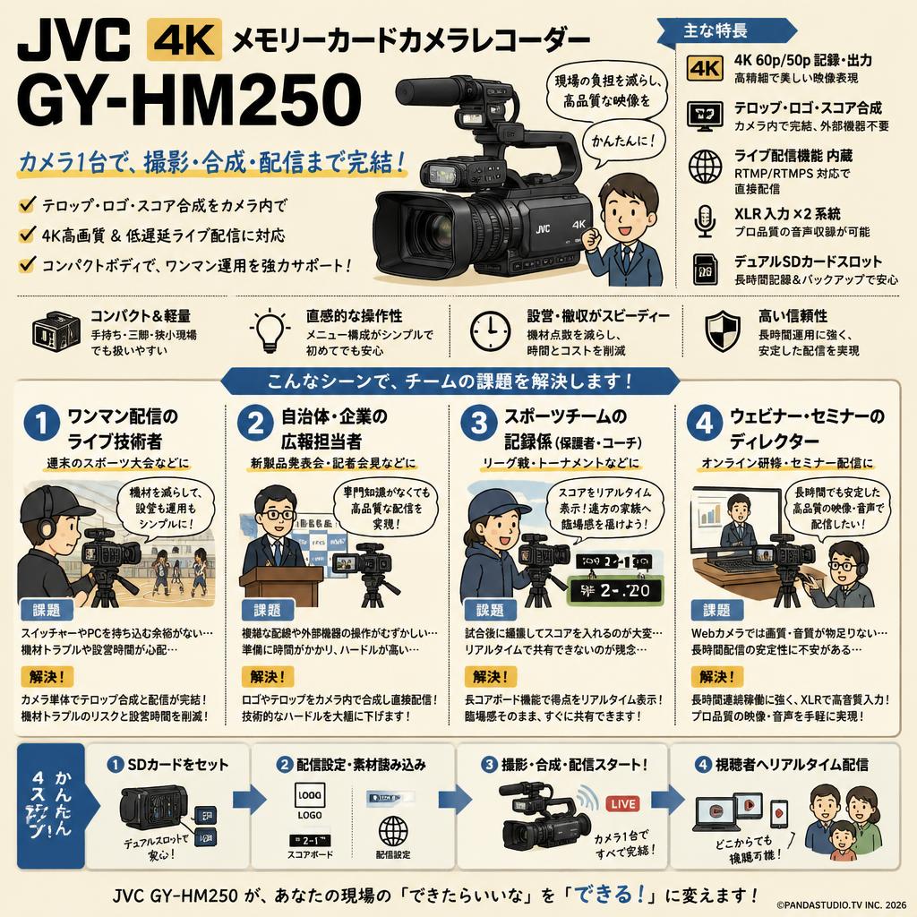 JVC 4Kメモリーカードカメラレコーダー GY-HM250 おもな対象のお客様