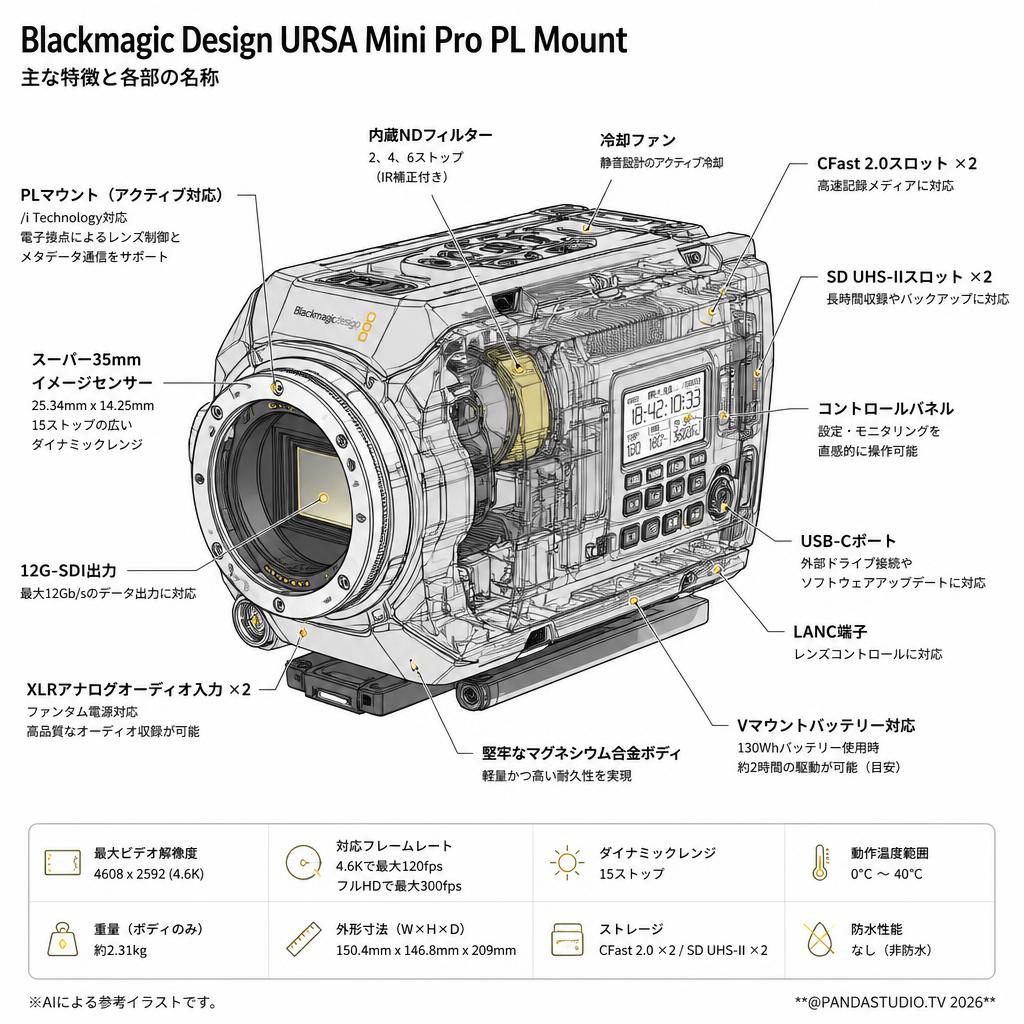 Blackmagic Design URSA Mini Pro PL Mount スペック