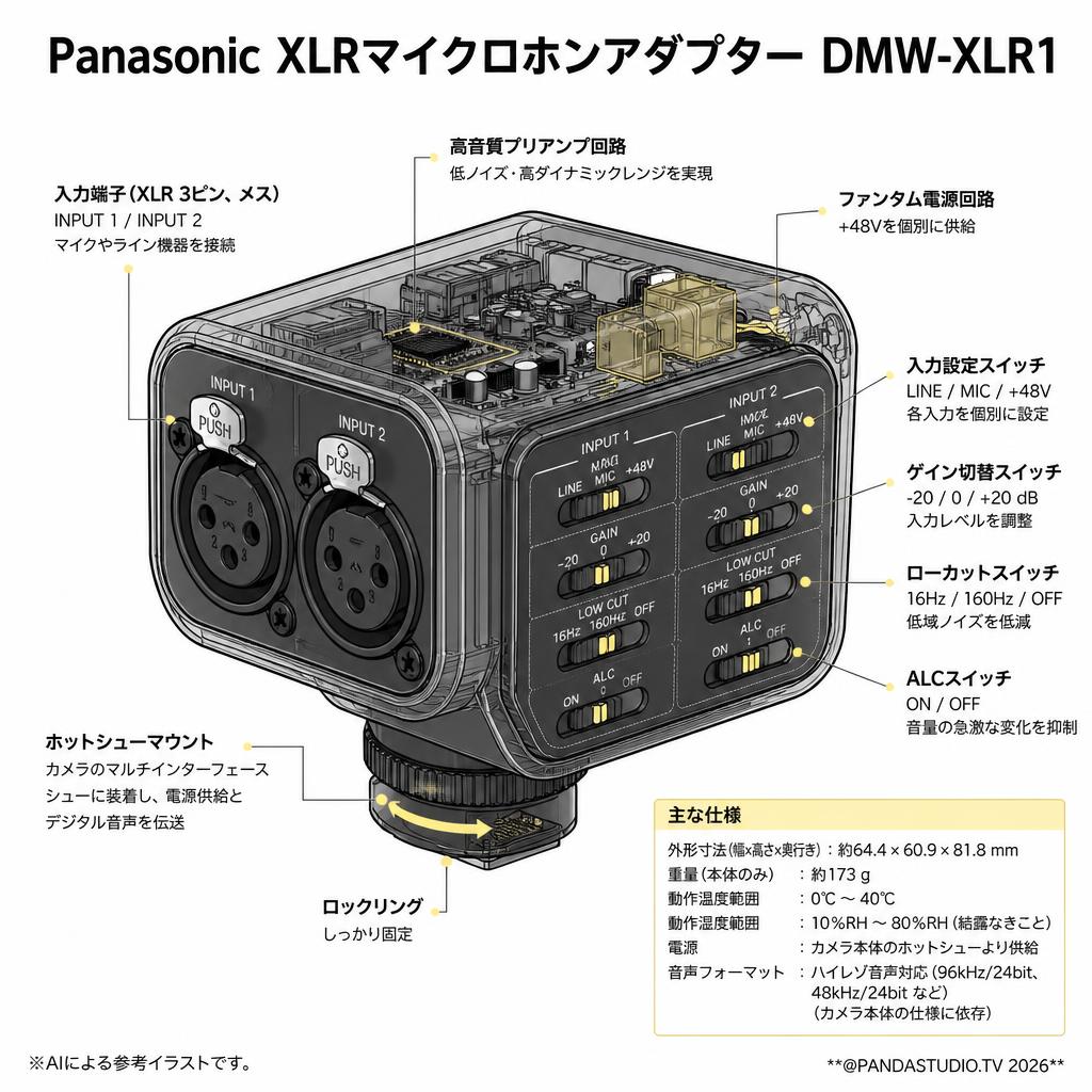 Panasonic XLRマイクロホンアダプタ― DMW-XLR1 スペック