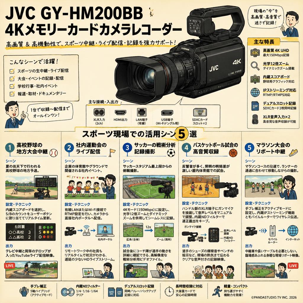 JVC GY-HM200BB 4Kメモリーカードカメラレコーダー 用途