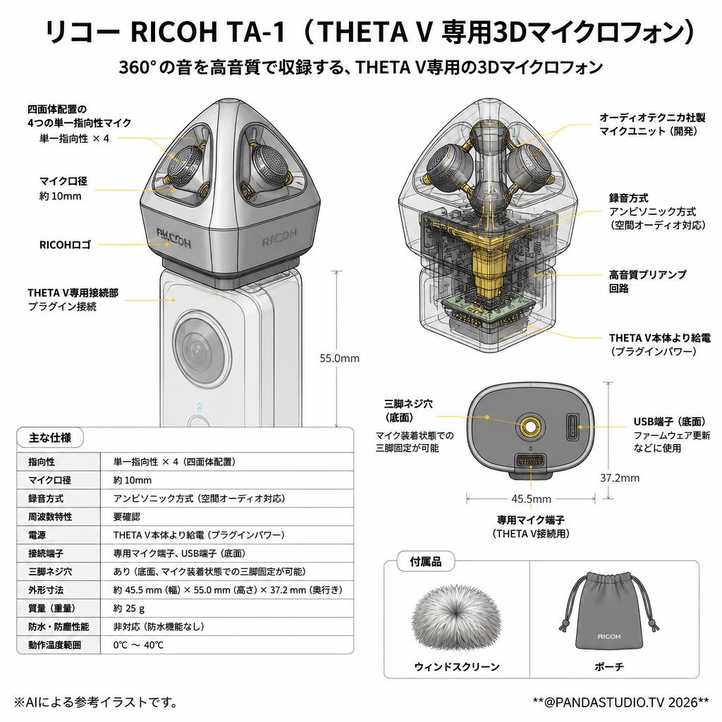 リコー RICOH TA-1（THETA V 専用3Dマイクロフォン） スペック