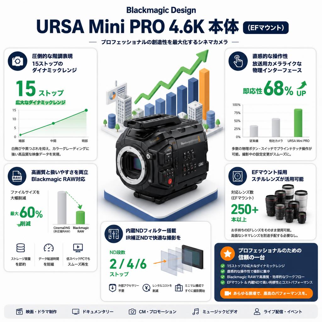 Blackmagic Design URSA Mini PRO 4.6K 本体 （EFマウント） セールスポイント