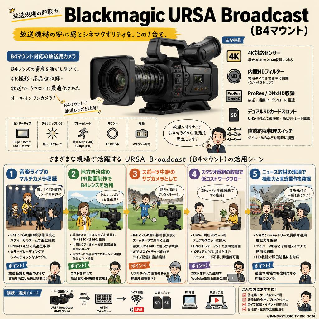 Blackmagic URSA Broadcast (B4マウント) 用途