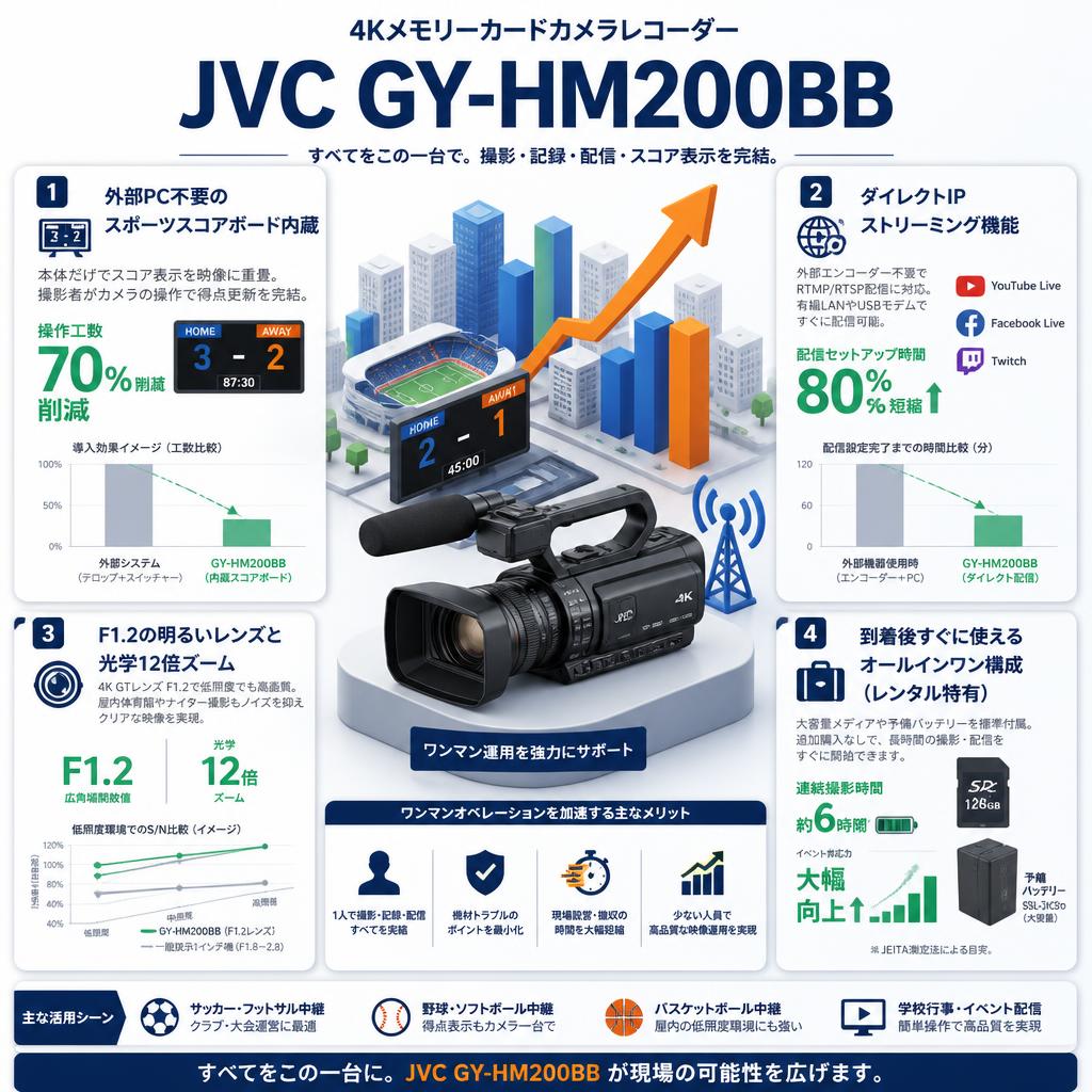 JVC GY-HM200BB 4Kメモリーカードカメラレコーダー セールスポイント