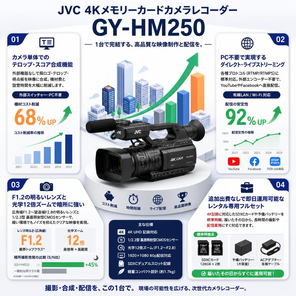 JVC 4Kメモリーカードカメラレコーダー GY-HM250 セールスポイント