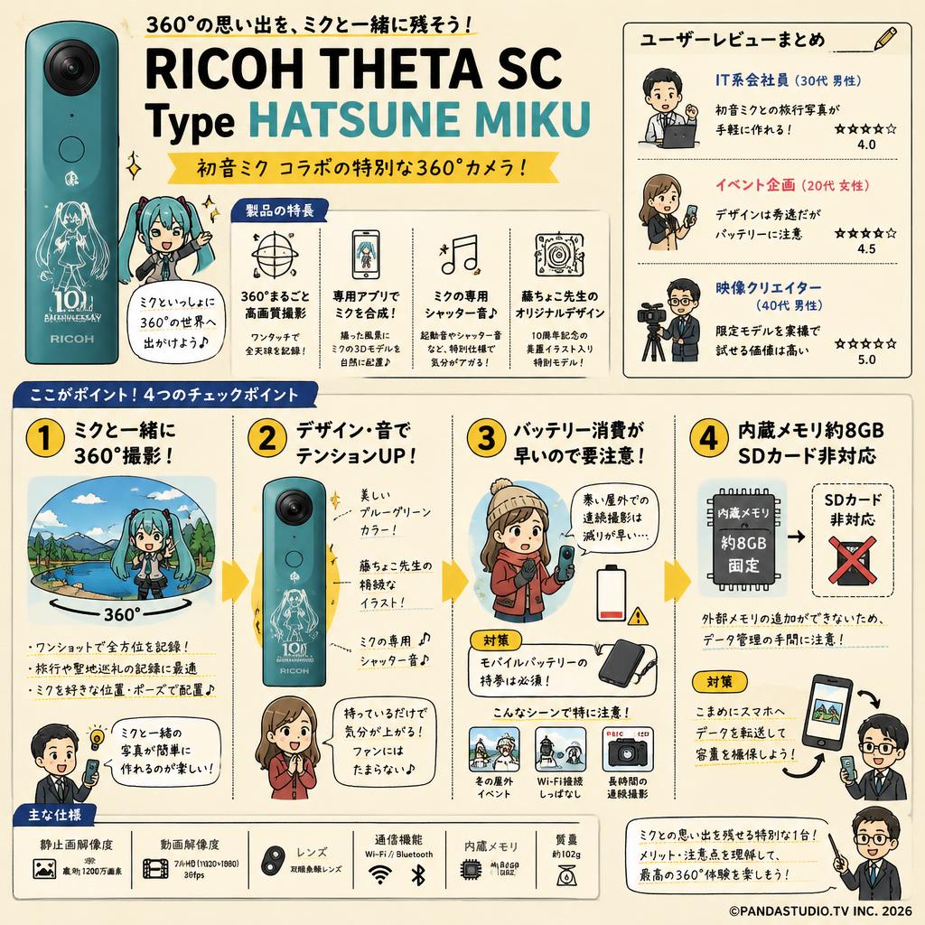 RICOH THETA SC Type HATSUNE MIKU インターネット上のお客様の声（評判）