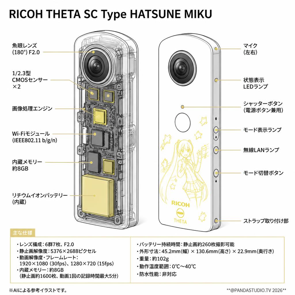 RICOH THETA SC Type HATSUNE MIKU スペック
