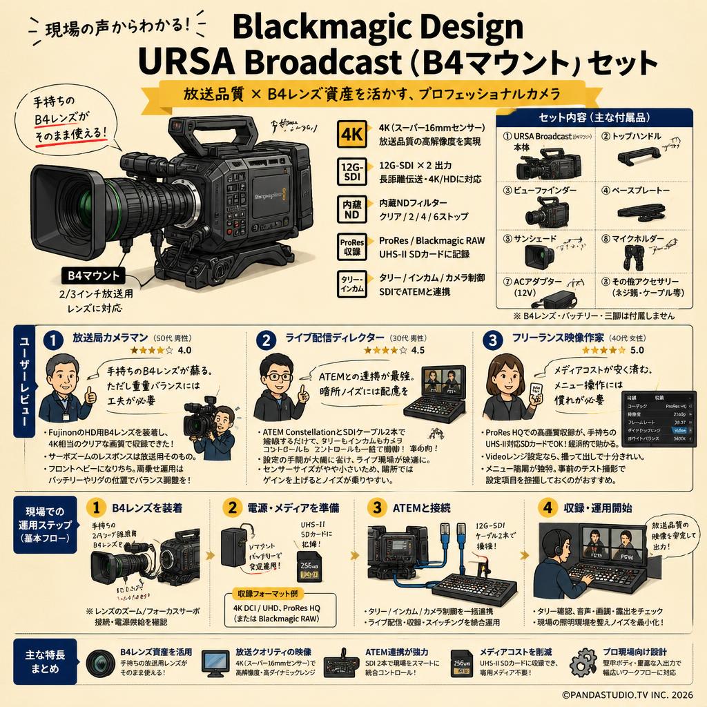Blackmagic Design URSA Broadcast （B4マウント） セット インターネット上のお客様の声（評判）