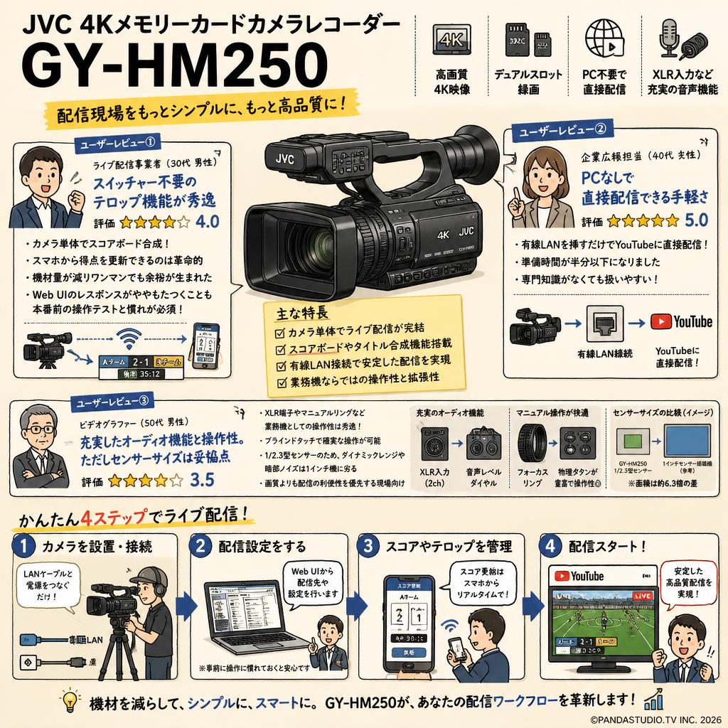 JVC 4Kメモリーカードカメラレコーダー GY-HM250 インターネット上のお客様の声（評判）