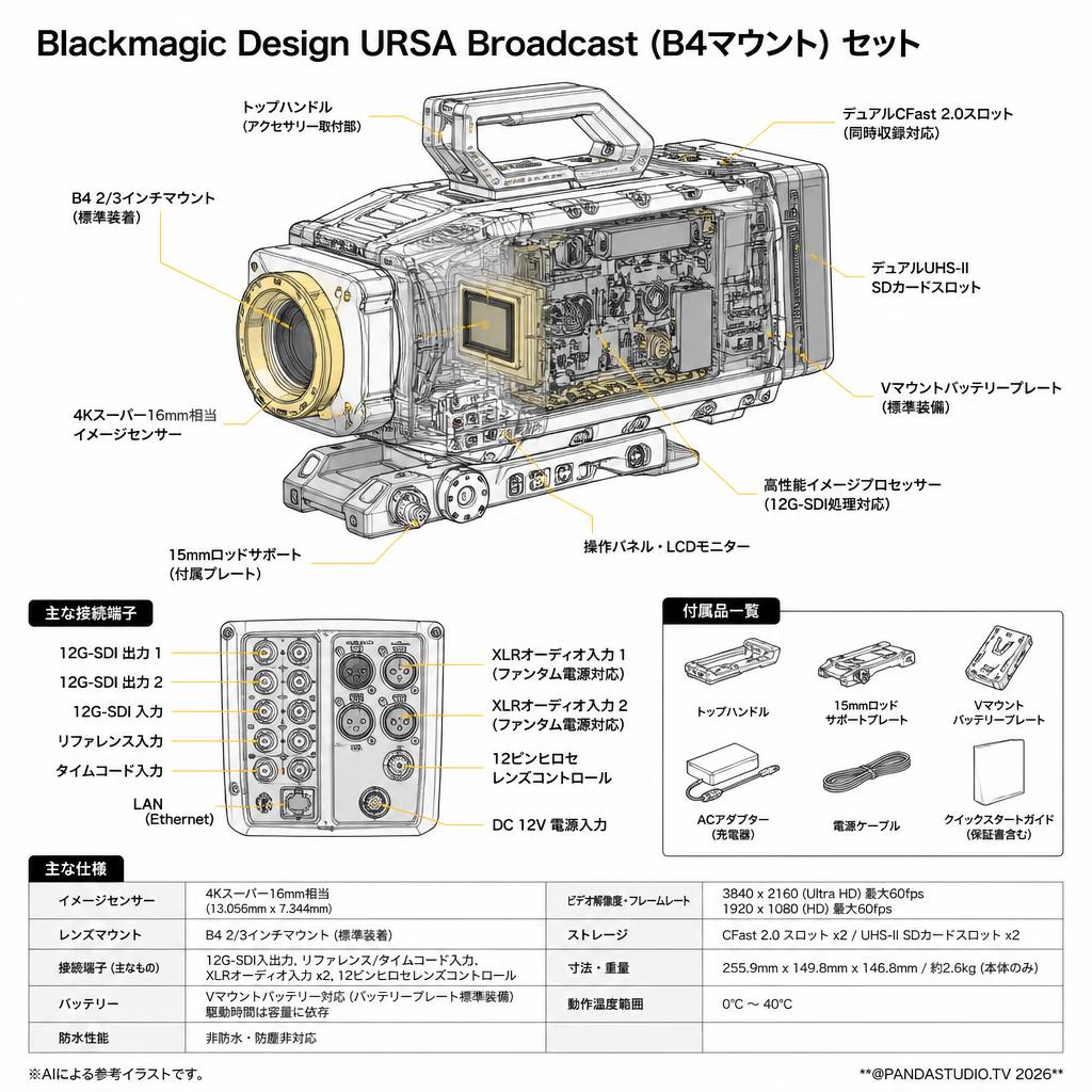 Blackmagic Design URSA Broadcast （B4マウント） セット スペック