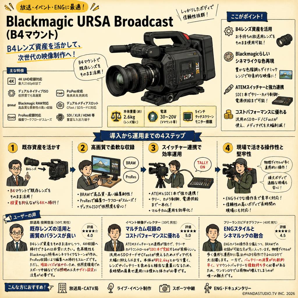 Blackmagic URSA Broadcast (B4マウント) インターネット上のお客様の声（評判）
