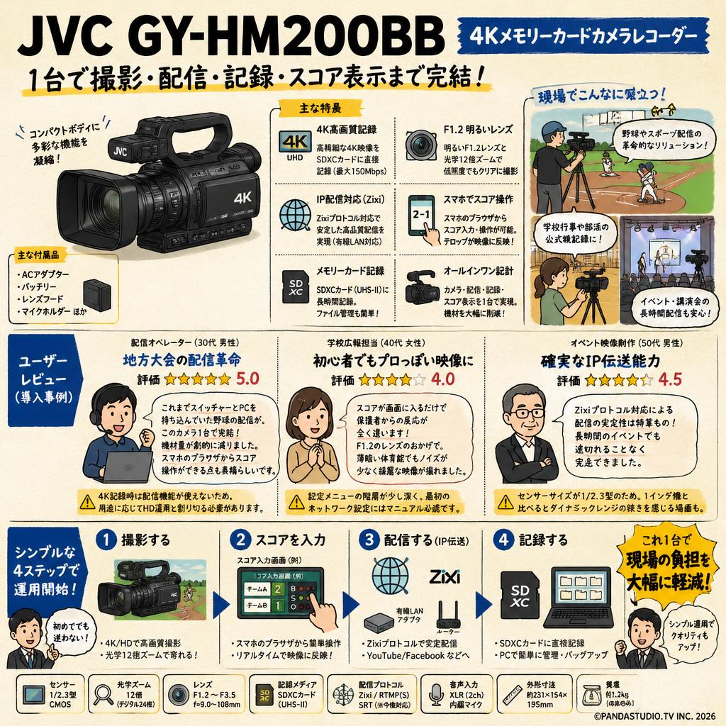 JVC GY-HM200BB 4Kメモリーカードカメラレコーダー インターネット上のお客様の声（評判）