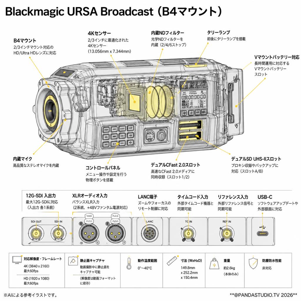 Blackmagic URSA Broadcast (B4マウント) スペック