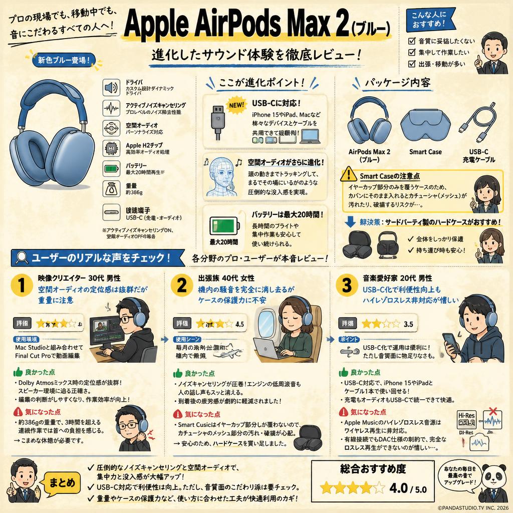 Apple AirPods Max 2 (ブルー) インターネット上のお客様の声（評判）