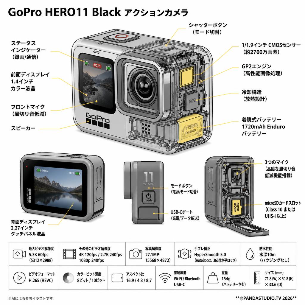 GoPro HERO11 Black アクションカメラ スペック