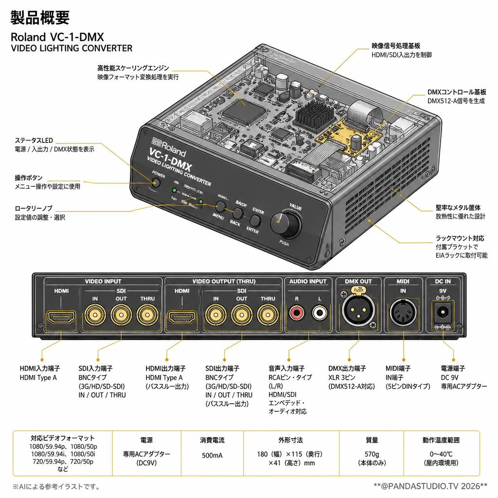 Roland VC-1-DMX　VIDEO LIGHTING CONVERTER スペック