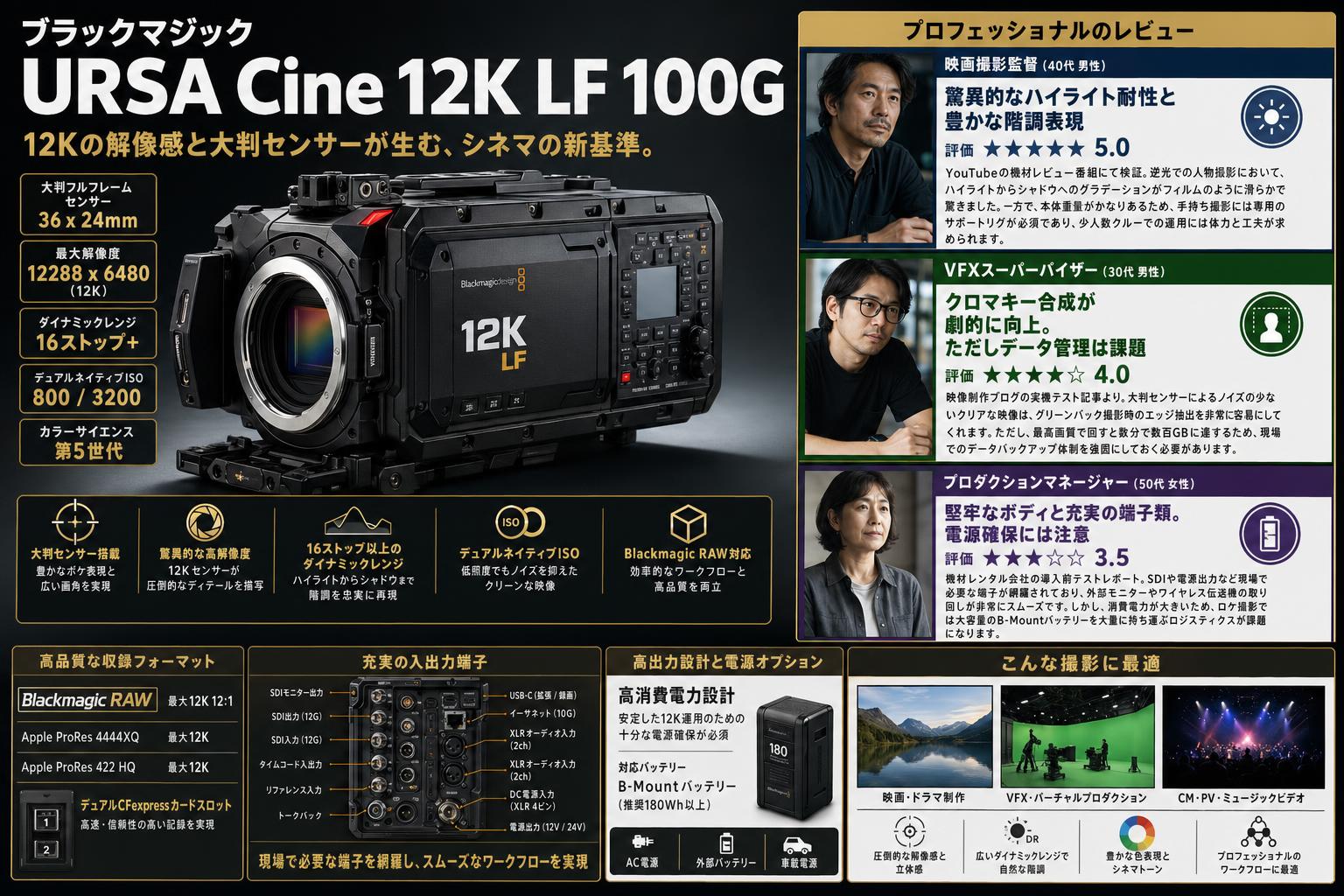 Blackmagic URSA Cine 12K LF 100G インターネット上のお客様の声（評判）