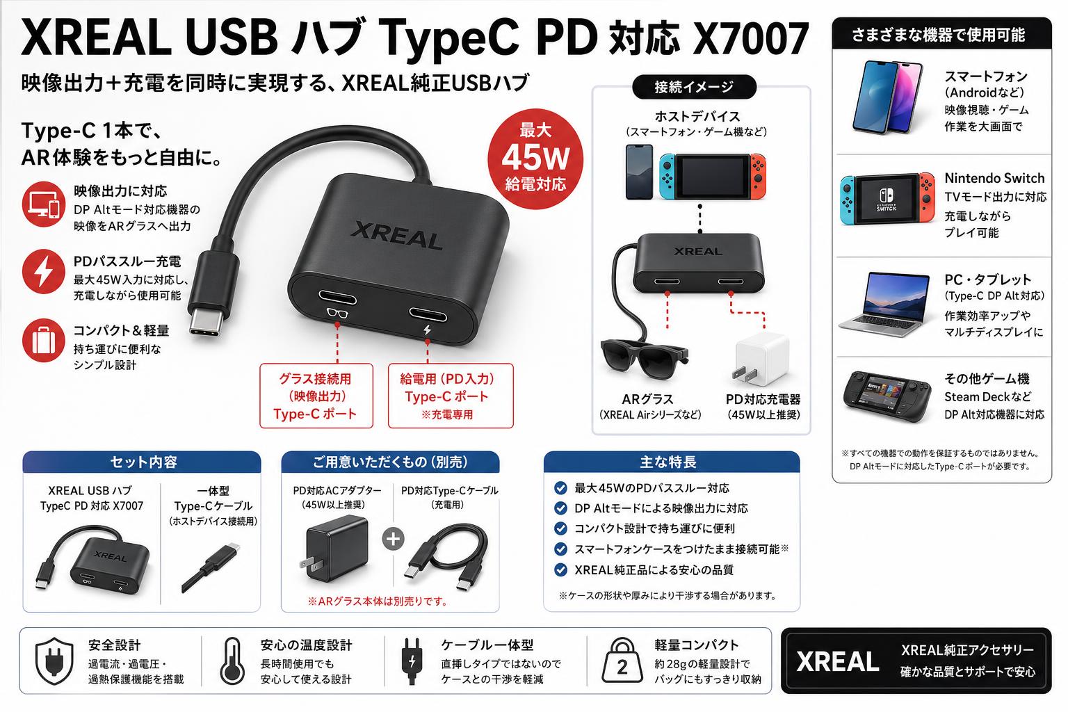 XREAL USB ハブ TypeC  PD 対応 X7007 FAQ（よくある質問と答え）