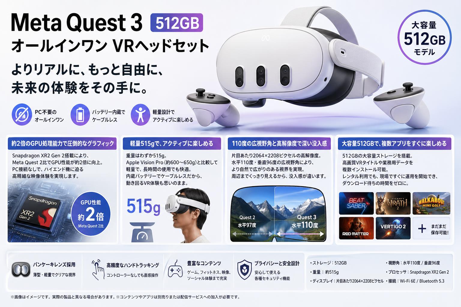 Meta Quest 3 512GB オールインワン VRヘッドセット | パンダスタジオ