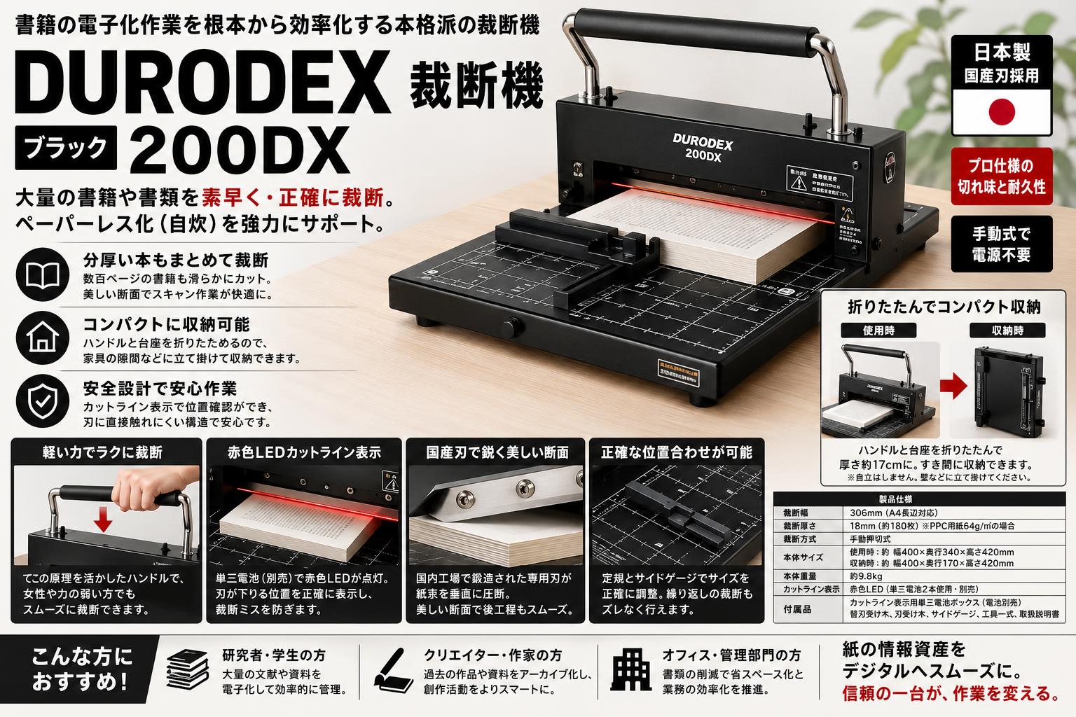 DURODEX 裁断機 ブラック 200DX 概要