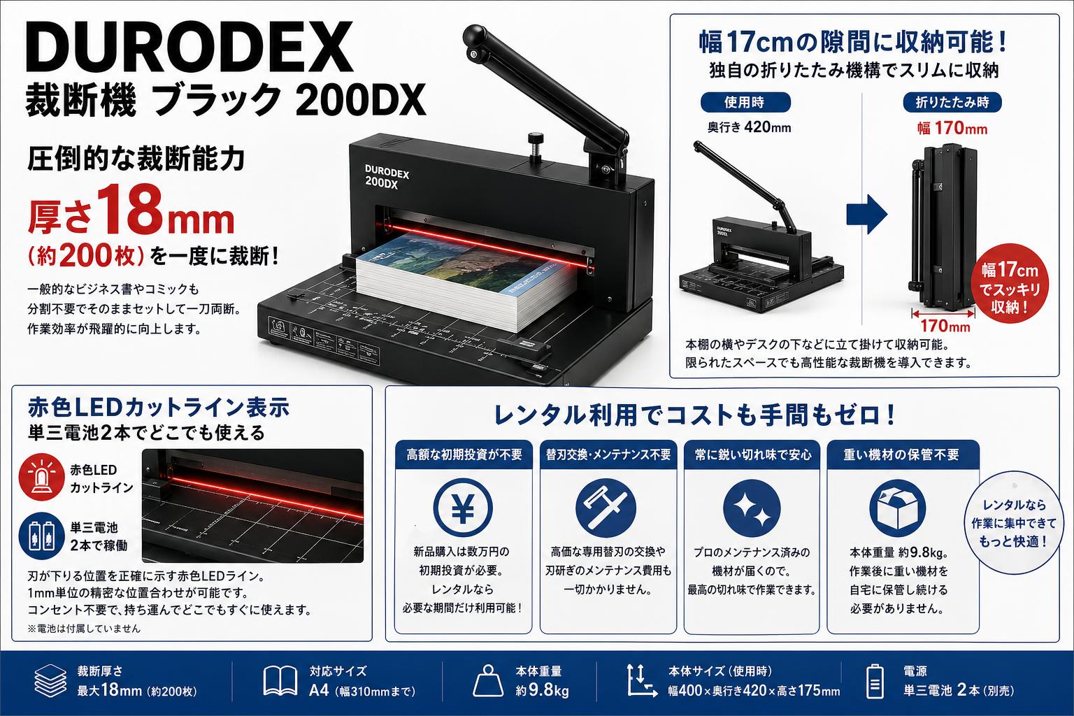 DURODEX 裁断機 ブラック 200DX セールスポイント