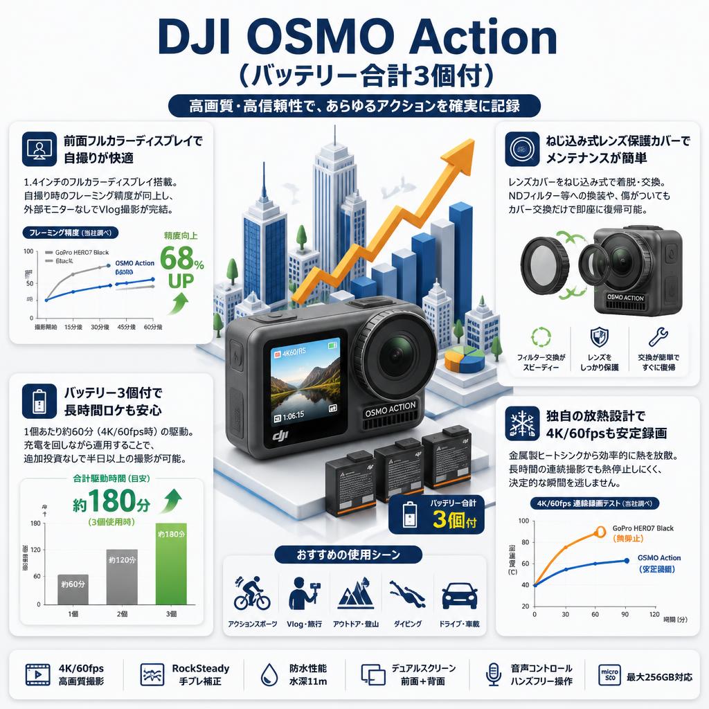 DJI OSMO Action （バッテリー合計3個付） セールスポイント