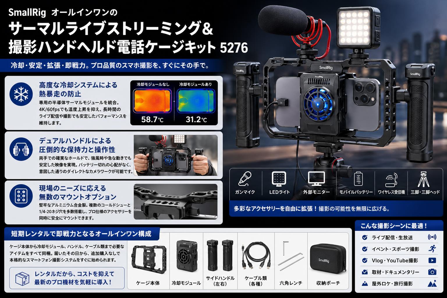 SmallRig オールインワンのサーマルライブストリーミング＆撮影ハンドヘルド電話ケージキット 5276 セールスポイント