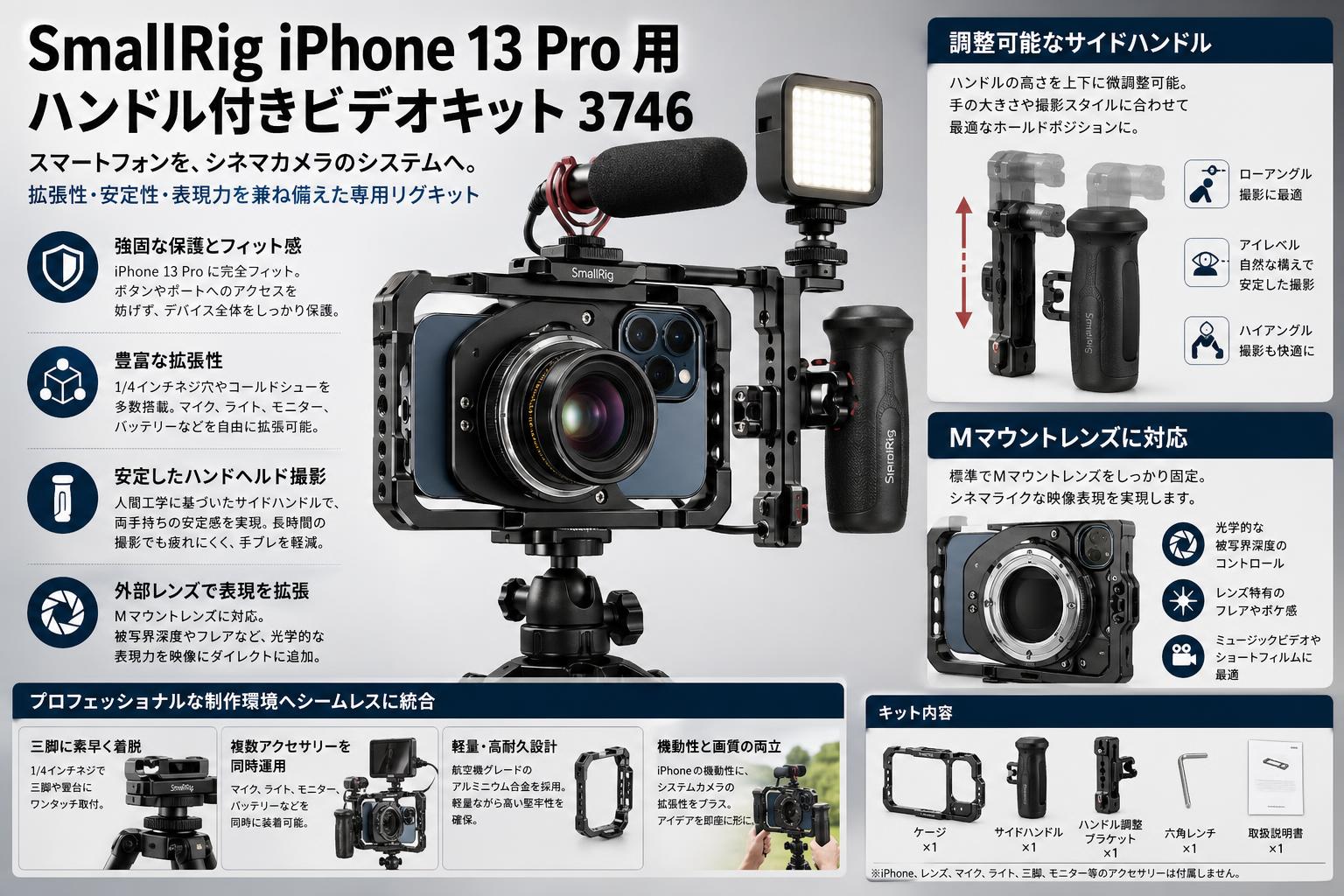 SmallRig iPhone 13 Pro 用ハンドル付きビデオキット 3746 概要