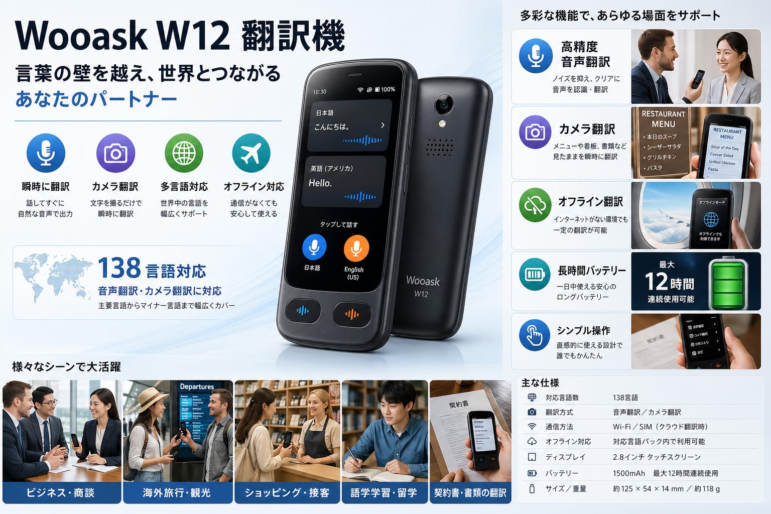 Wooask W12 翻訳機 概要