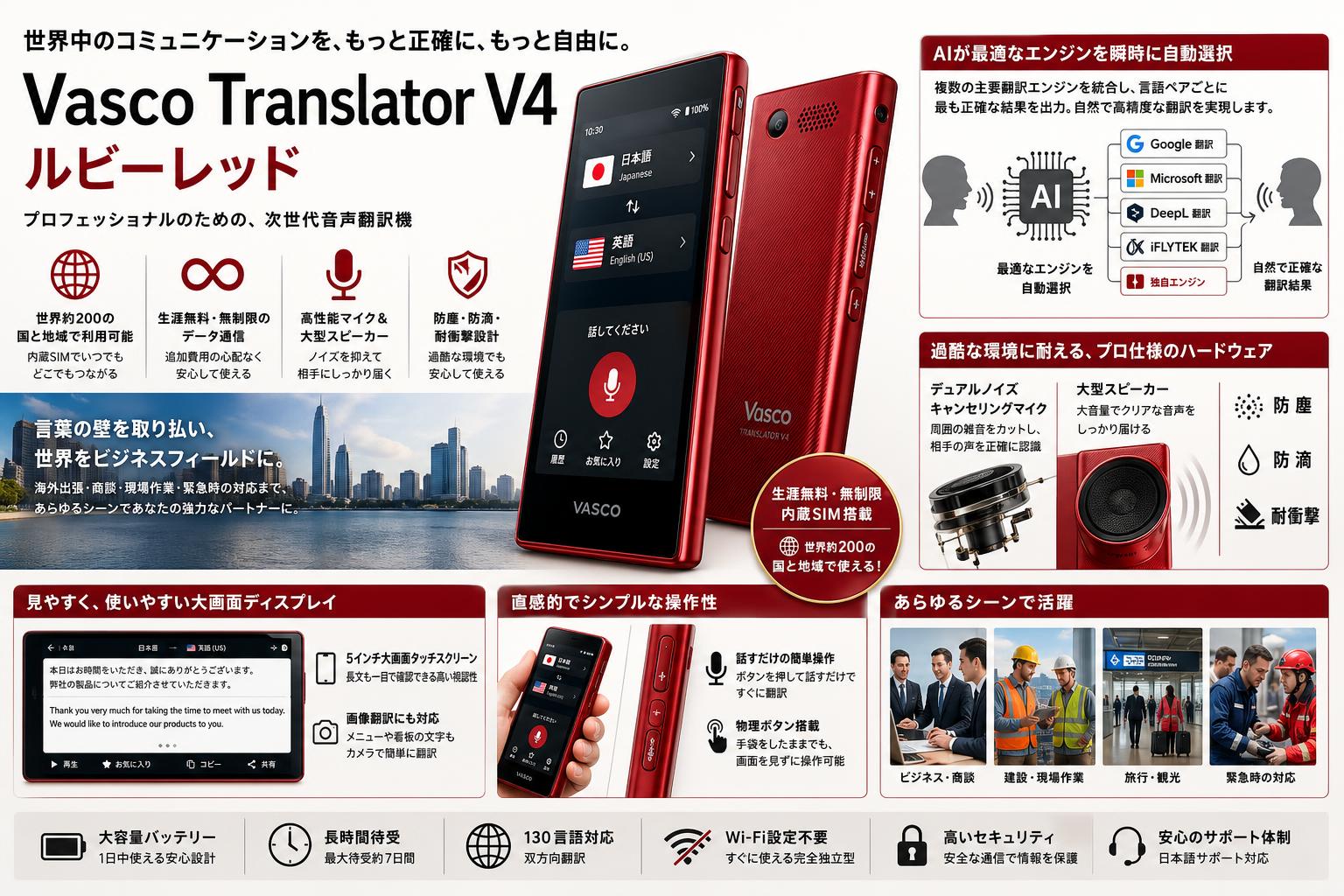 Vasco Translator V4 ルビーレッド 概要