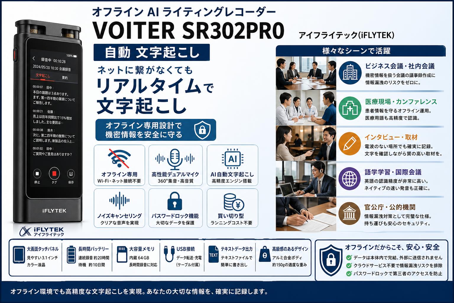 オフライン AI ライティングレコーダーVOITER SR302PRO アイフライテック(iFLYTEK)　自動 文字起こし インターネット上のお客様の声（評判）