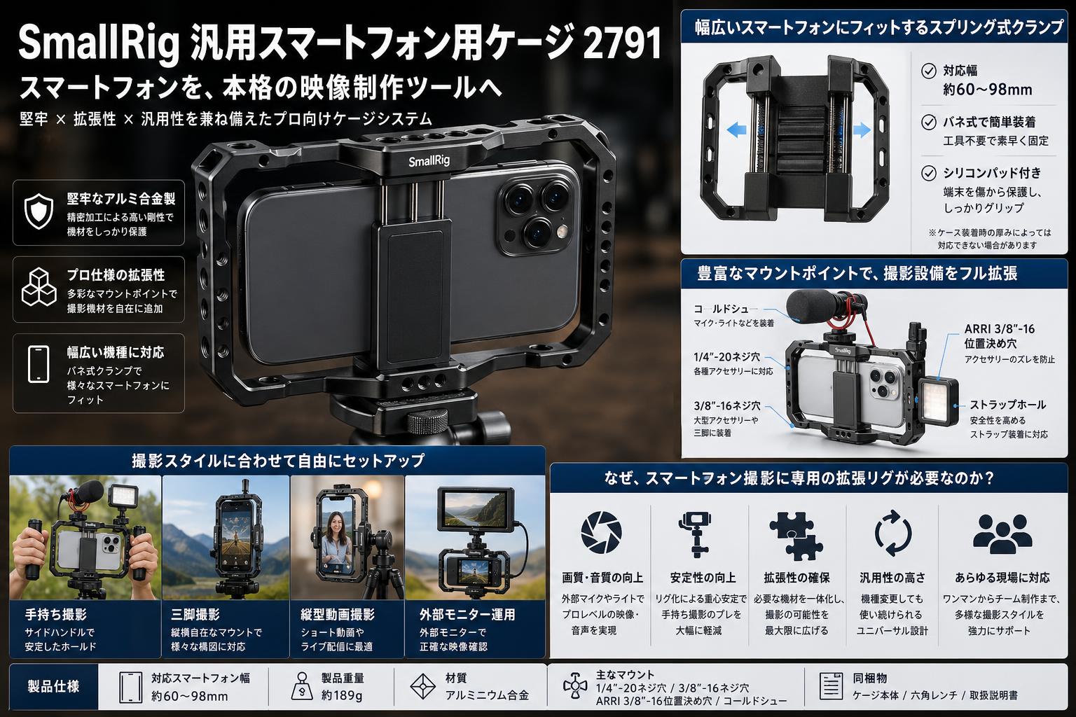 SmallRig 汎用スマートフォン用ケージ 2791 概要