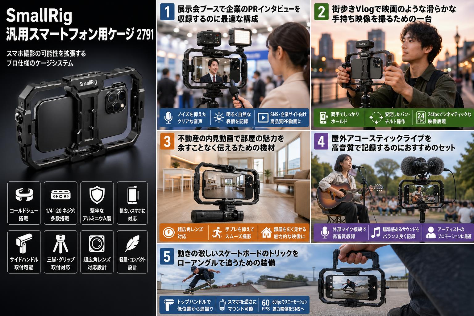 SmallRig 汎用スマートフォン用ケージ 2791 用途