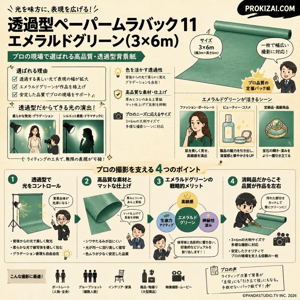 透過型ペーパームラバック 11 エメラルドグリーン(3×6m)【PROKIZAI.COM】 概要