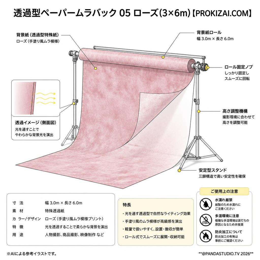 透過型ペーパームラバック 05 ローズ(3×6m)【PROKIZAI.COM】 スペック