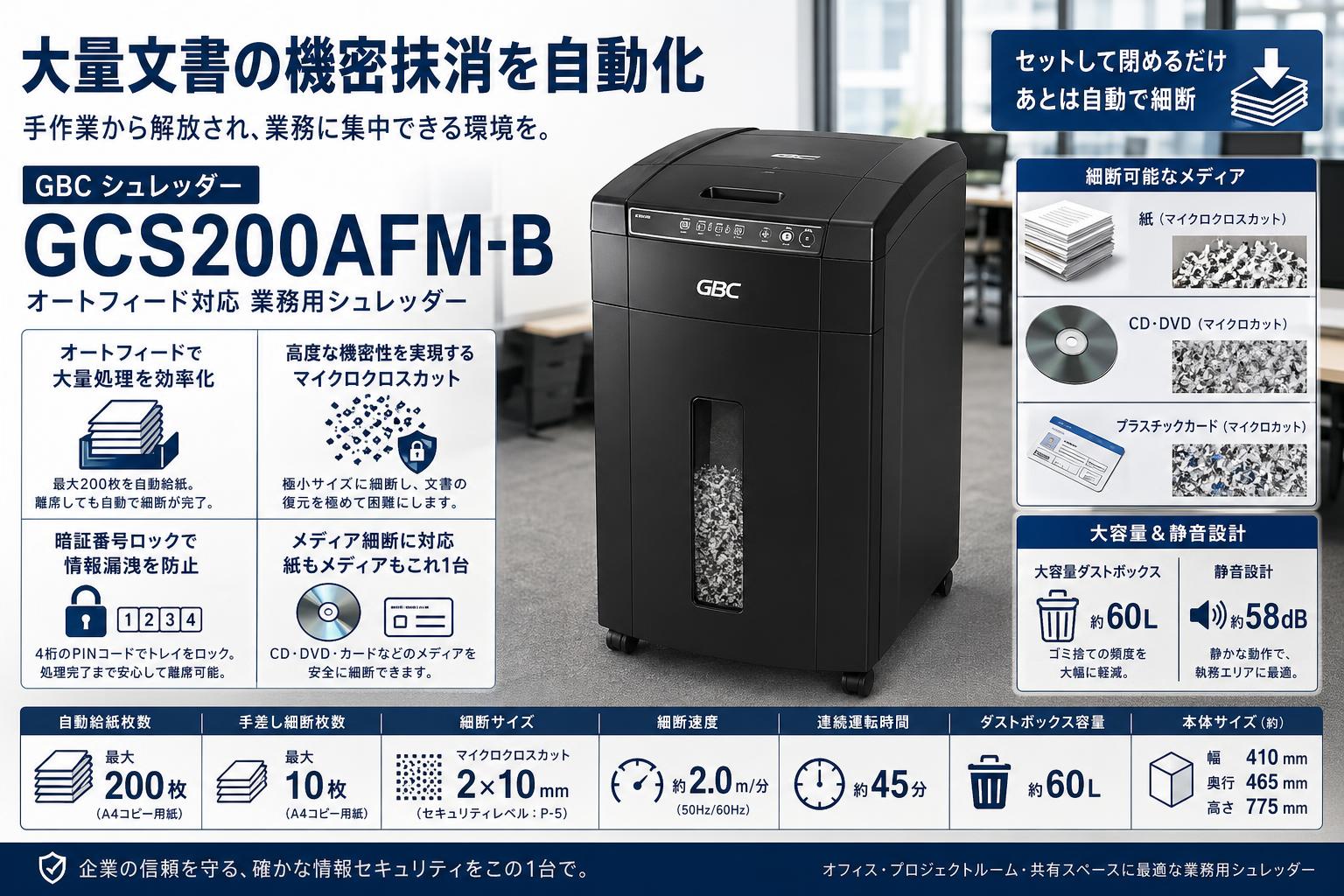 GBC シュレッダーGCS200AFM-B 概要