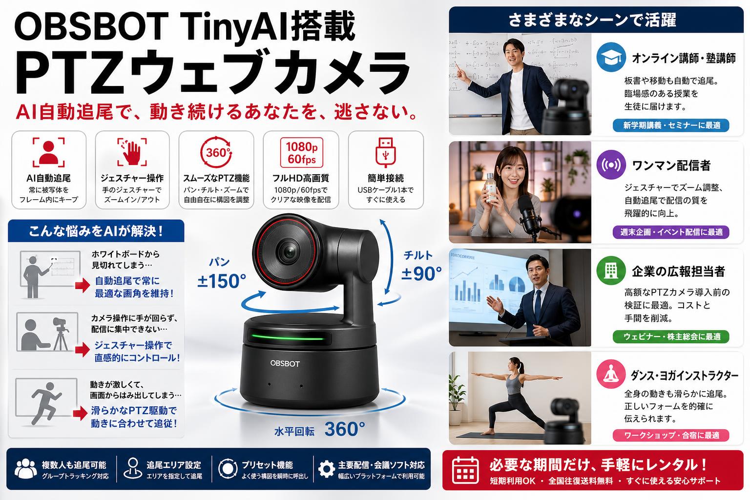 OBSBOT TinyAI搭載PTZウェブカメラ おもな対象のお客様