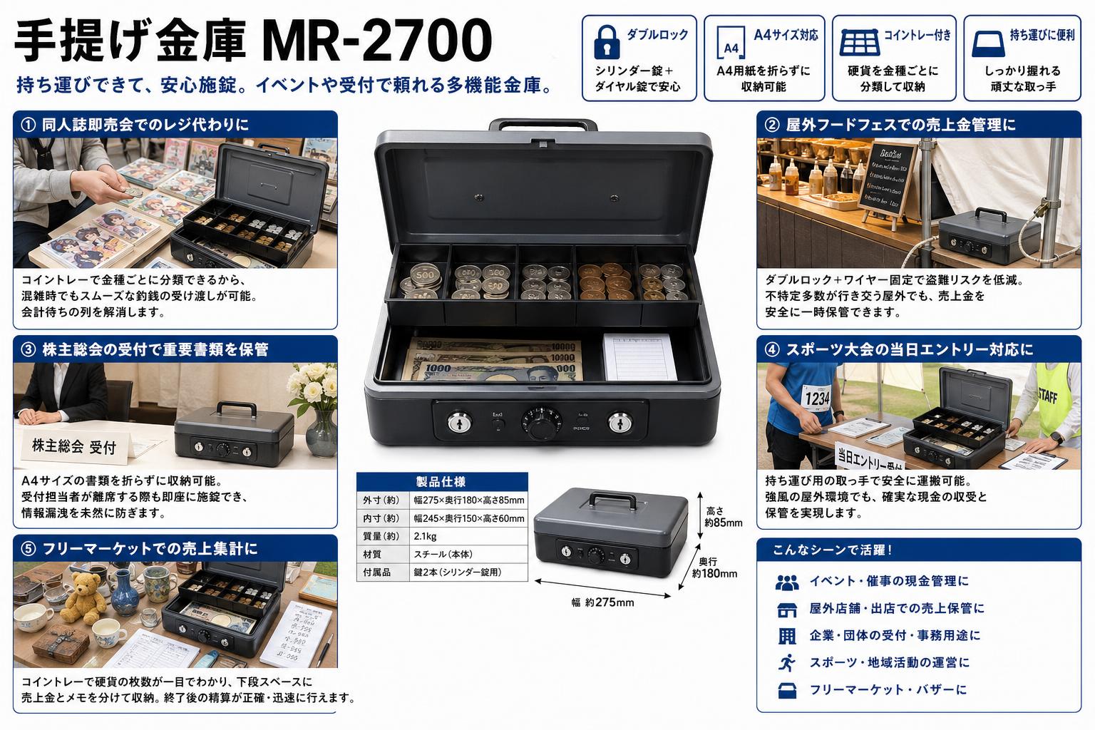 手提げ金庫 MR-2700 用途