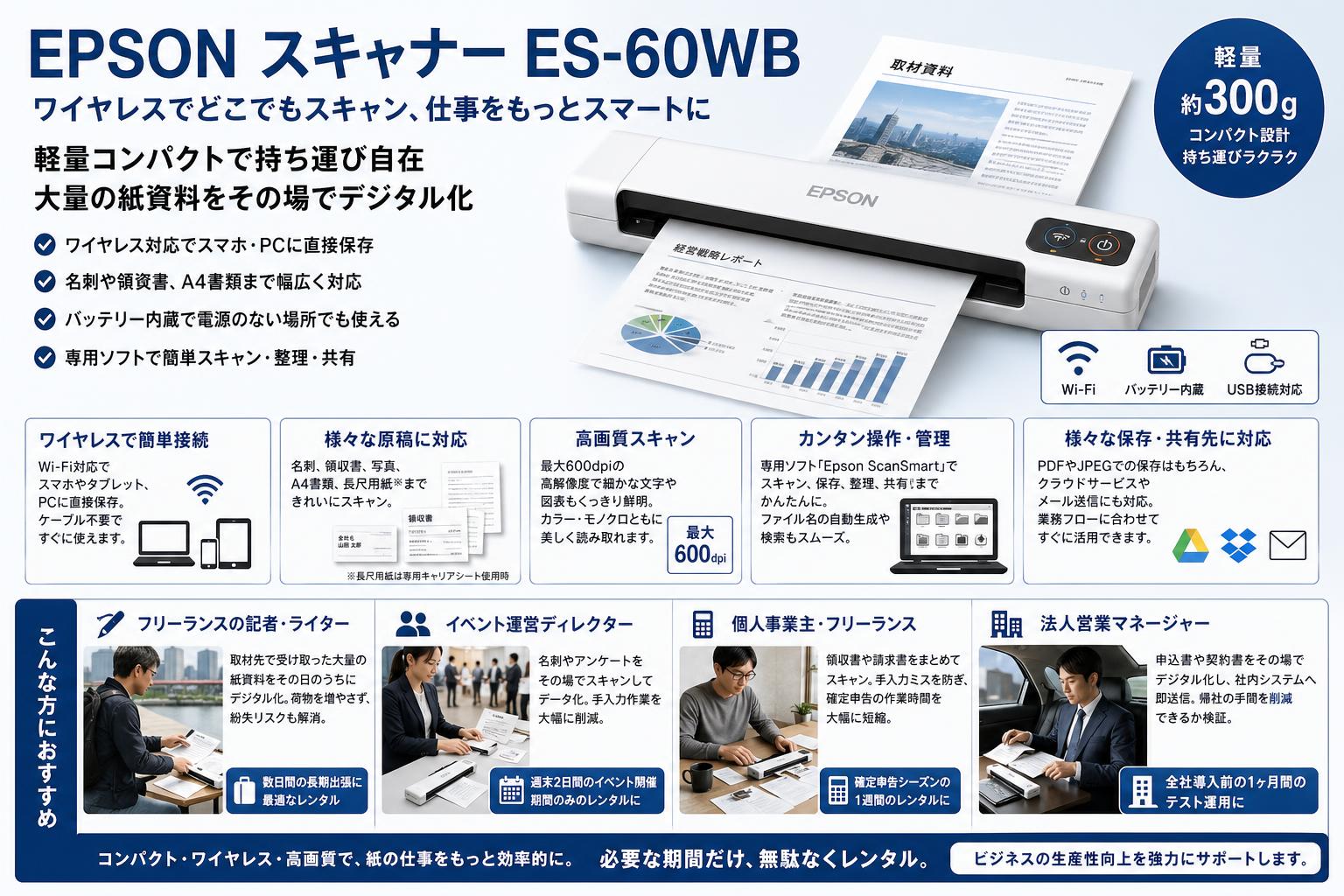EPSON スキャナー ES-60WB おもな対象のお客様
