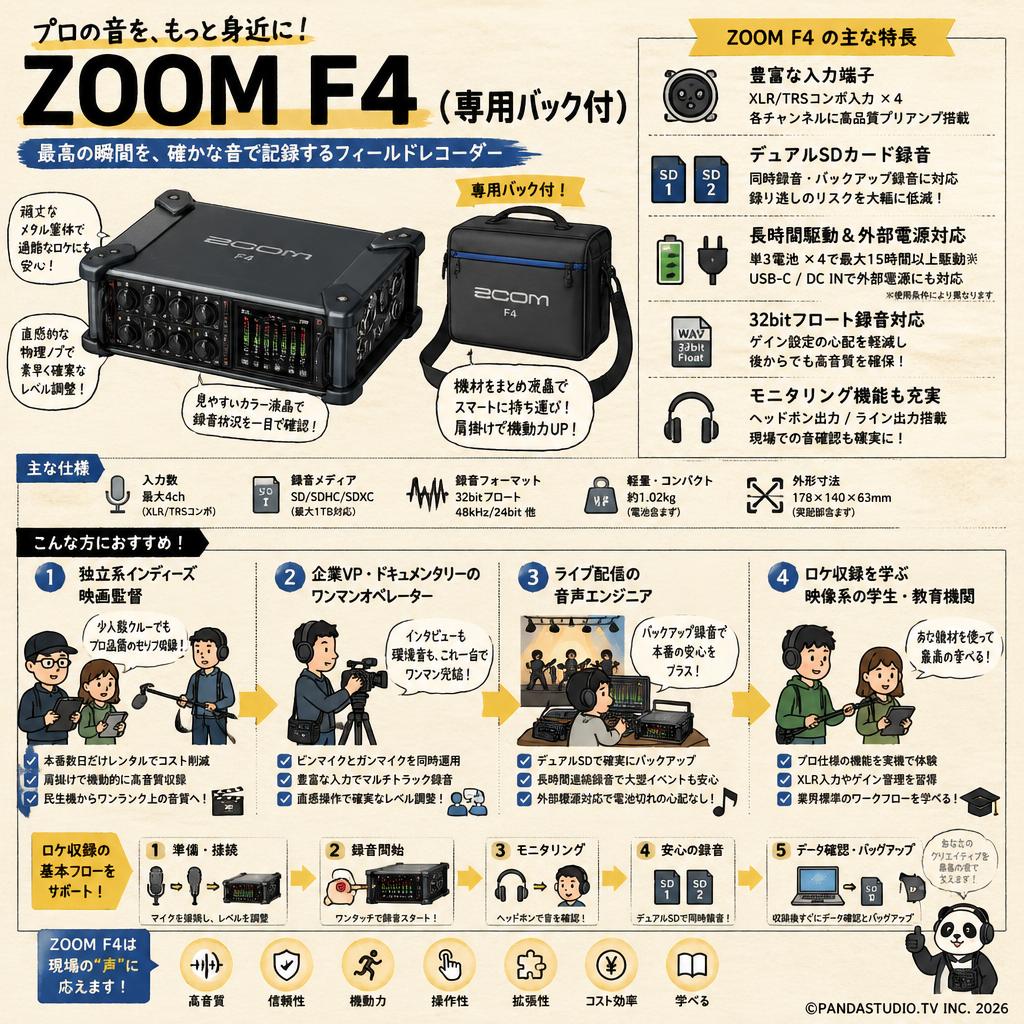 ZOOM  F4 （専用バック付） おもな対象のお客様