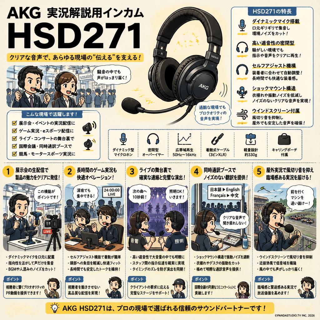 AKG 実況解説用インカム HSD271 用途