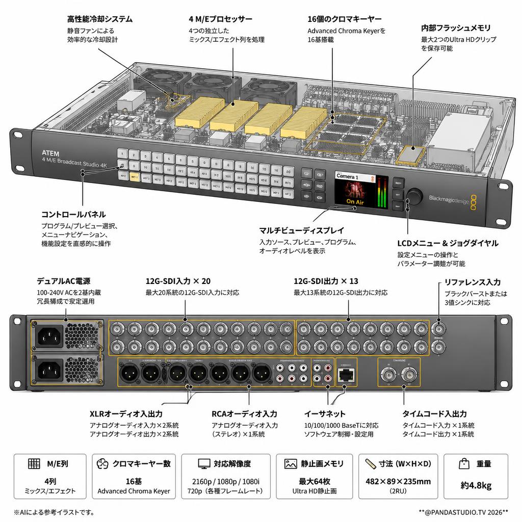Blackmagic Design ATEM 4 M/E Broadcast Studio 4K スペック