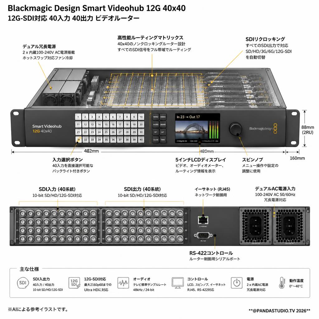 Blackmagic Design Smart Videohub 12G 40x40 スペック