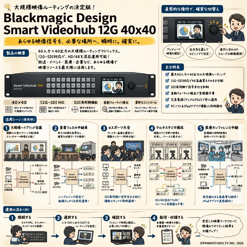 （評価機）Blackmagic Design Smart Videohub 12G 40x40 用途