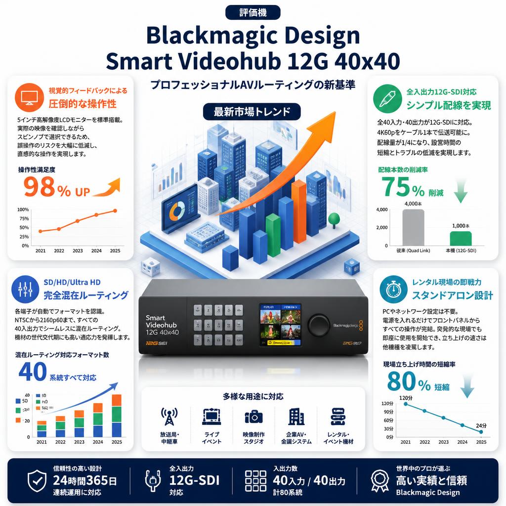 （評価機）Blackmagic Design Smart Videohub 12G 40x40 セールスポイント