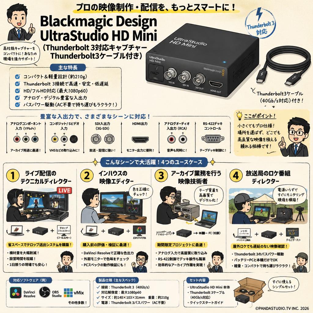 Blackmagic Design UltraStudio HD Mini （Thunderbolt 3対応キャプチャー Thunderbolt3ケーブル付き） おもな対象のお客様