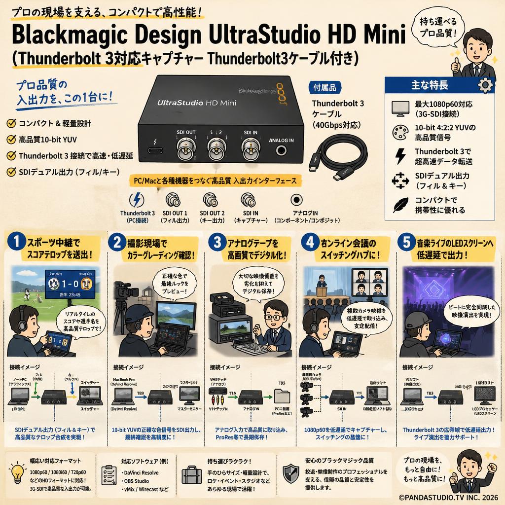 Blackmagic Design UltraStudio HD Mini （Thunderbolt 3対応キャプチャー Thunderbolt3ケーブル付き） 用途